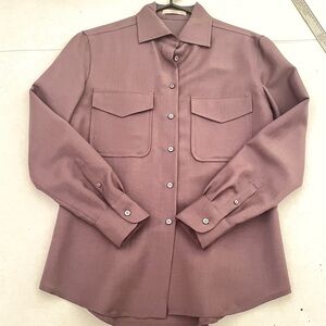 Prada brown mohair wool blend button up shirt 44